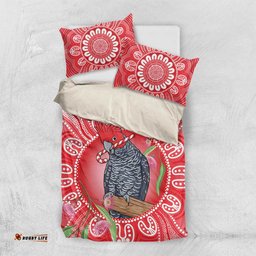 Australia Gang-gang Cockatoo Christmas Bedding Set Eucalyptus Blossoms Aboriginal Merry Xmas LT14