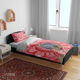 Australia Gang-gang Cockatoo Christmas Bedding Set Eucalyptus Blossoms Aboriginal Merry Xmas LT14