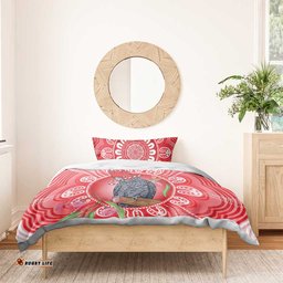 Australia Gang-gang Cockatoo Christmas Bedding Set Eucalyptus Blossoms Aboriginal Merry Xmas LT14