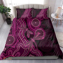 Australia Breast Cancer Awareness Bedding Set Pink Dragonflies Aboriginal Art LT14