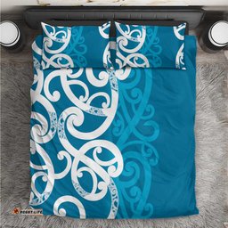 Azure Blue Maori Bedding Set Koru Kowhaiwhai LT7