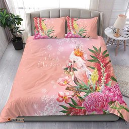 Australia Christmas Pink Cockatoo with Banksia Bedding Set Coral Pink LT7