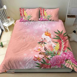 Australia Christmas Pink Cockatoo with Banksia Bedding Set Coral Pink LT7