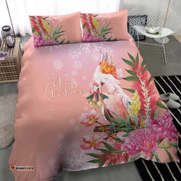 Australia Christmas Pink Cockatoo with Banksia Bedding Set Coral Pink LT7