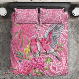Australia Pink Galah Bedding Set Rose-breasted Cockatoo Waratah Indigenous Art LT14