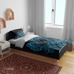 Blue Aoteara Horse Racing Bedding Set NZ Maori Pattern LT14