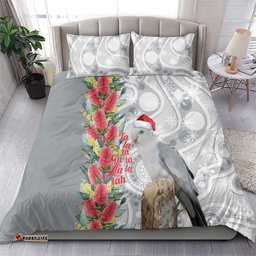 Blue Galah Mutation Christmas Australia Bedding Set Falalalala Galalah Bottlebrush Grey Aboriginal Art LT14