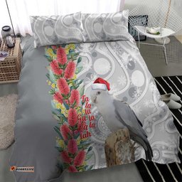Blue Galah Mutation Christmas Australia Bedding Set Falalalala Galalah Bottlebrush Grey Aboriginal Art LT14