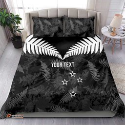 Custom New Zealand Silver Fern Football Bedding Set Go Aotearoa Grunge Black LT14