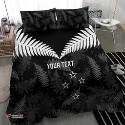 Custom New Zealand Silver Fern Football Bedding Set Go Aotearoa Grunge Black LT14