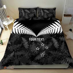 Custom New Zealand Silver Fern Football Bedding Set Go Aotearoa Grunge Black LT14
