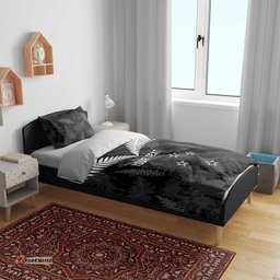 Custom New Zealand Silver Fern Football Bedding Set Go Aotearoa Grunge Black LT14