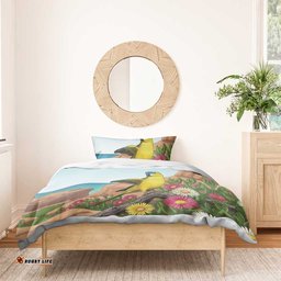 Australia Rock Parrot Bedding Set Pigface Carpobrotus Rocky Island Vibes LT14