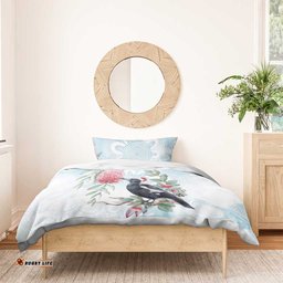 Australia Magpie Christmas Bedding Set Eucalyptus Aboriginal Watercolor Stylized LT14