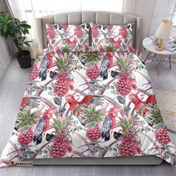 Australia Pink Galah Bedding Set Rose-breasted Cockatoo Pineapple Seamless Vibes LT14