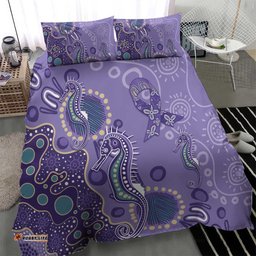 Australia Epilepsy Awareness Bedding Set Aboriginal Purple Ribbon with Seahorse LT7