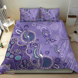 Australia Epilepsy Awareness Bedding Set Aboriginal Purple Ribbon with Seahorse LT7