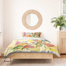 Birds and Floral Aussie Lorikeet Bedding Set Pastel Yellow LT7