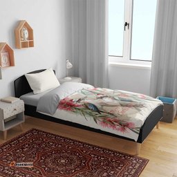 Australia Kookaburra Christmas Bedding Set Bottlebrush Eucalyptus Blossoms Watercolor LT14