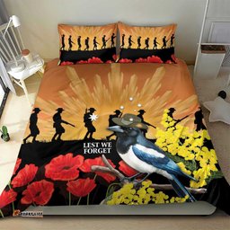 Australia Magpie ANZAC Day Bedding Set Rising Sun 25th April Poppy Golden Wattle LT14