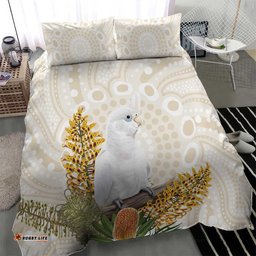 Australia Little Corella Bedding Set Cacatua Sanguinea Western Grevillea Aboriginal Art LT14