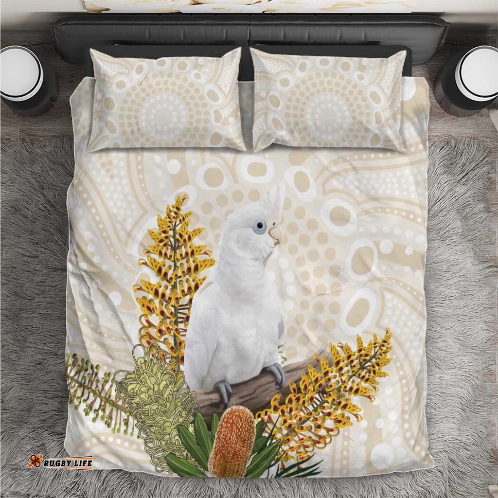 Australia Little Corella Bedding Set Cacatua Sanguinea Western Grevillea Aboriginal Art LT14