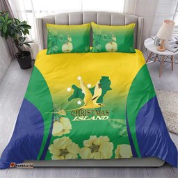 Australia Christmas Island Bedding Set Golden Bosun Abutilon listeri With Map LT14