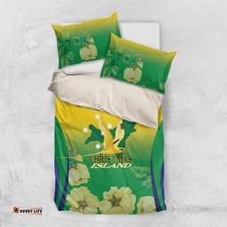 Australia Christmas Island Bedding Set Golden Bosun Abutilon listeri With Map LT14