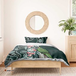 Australian Ringneck Parrot Bedding Set Barnardius Zonarius Eucalyptus Flowers Aboriginal Art LT14