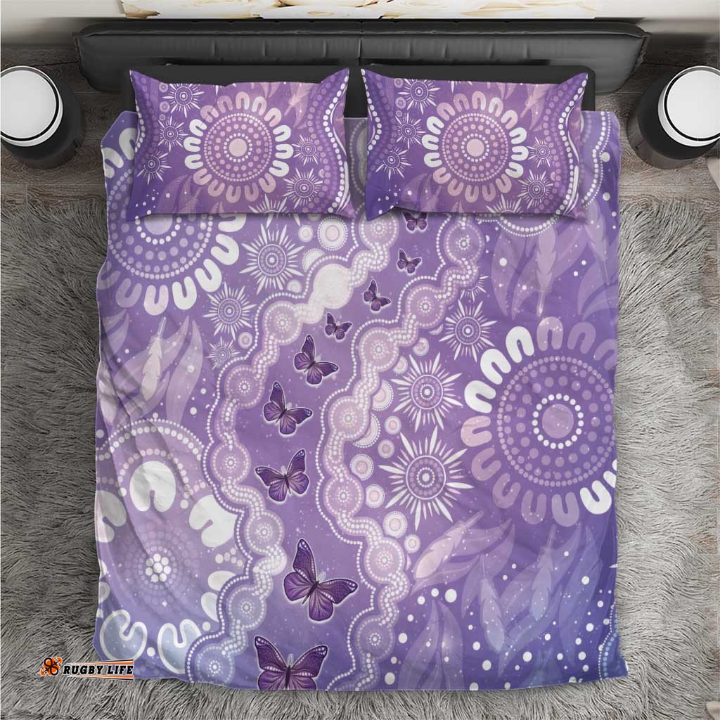 Australia Epilepsy Awareness Bedding Set Purple Butterflies Aboriginal LT05