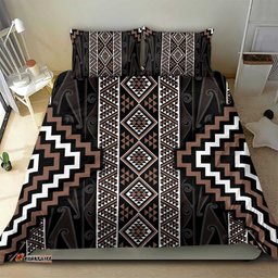 Classic Tukutuku Pattern Aotearoa Bedding Set Niho Taniwha and Puhoro Motifs LT7
