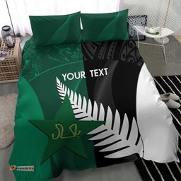 Custom New Zealand And Pakistan Cricket Bedding Set 2025 Black Cap Shaheens Together LT14