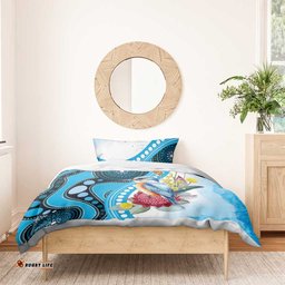 Australia Azure Kingfisher Bedding Set Australian Native Flowers Indigenous Art LT14
