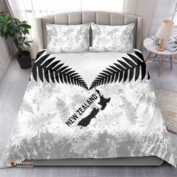 Custom New Zealand Silver Fern Football Bedding Set Go Aotearoa Grunge White LT14