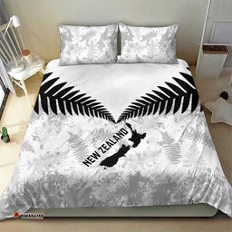 Custom New Zealand Silver Fern Football Bedding Set Go Aotearoa Grunge White LT14