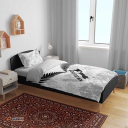 Custom New Zealand Silver Fern Football Bedding Set Go Aotearoa Grunge White LT14