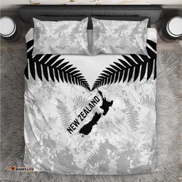 Custom New Zealand Silver Fern Football Bedding Set Go Aotearoa Grunge White LT14