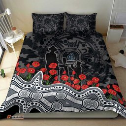 Carlton Blues ANZAC Day Bedding Set Indigenous Dot Art with Poppy Flower Tribute TS04