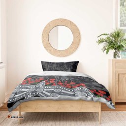 Carlton Blues ANZAC Day Bedding Set Indigenous Dot Art with Poppy Flower Tribute TS04