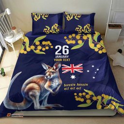 Blue Kangaroo and Golden Wattle Personalised Bedding Set Happy Australia Day 6 January LT9