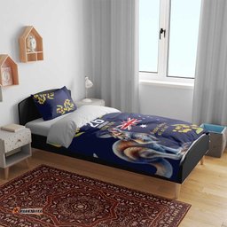 Blue Kangaroo and Golden Wattle Personalised Bedding Set Happy Australia Day 6 January LT9