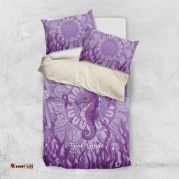 Australia Epilepsy Awareness Bedding Set Seahorse Think Purple Ribbon Aboriginal LT14