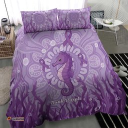 Australia Epilepsy Awareness Bedding Set Seahorse Think Purple Ribbon Aboriginal LT14