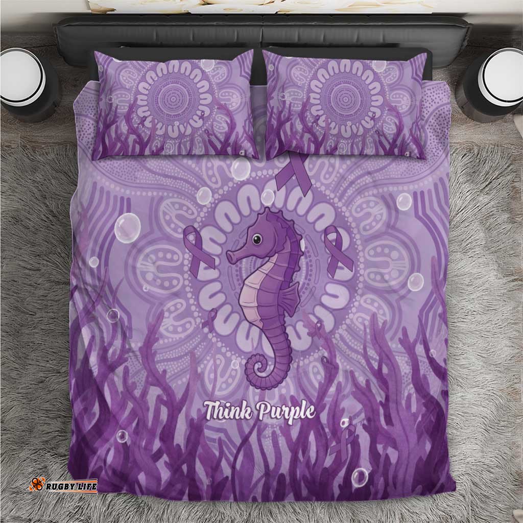 Australia Epilepsy Awareness Bedding Set Seahorse Think Purple Ribbon Aboriginal LT14