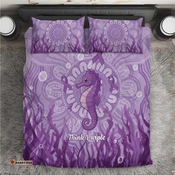 Australia Epilepsy Awareness Bedding Set Seahorse Think Purple Ribbon Aboriginal LT14