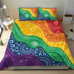Australia First Nation LGBTQ+ Bedding Set Aboriginal Rainbow Flag LT7
