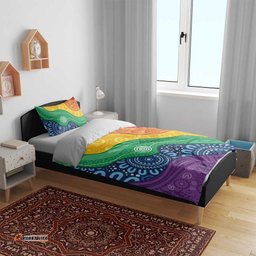 Australia First Nation LGBTQ+ Bedding Set Aboriginal Rainbow Flag LT7