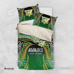 Cook Islands Rugby League Bedding Set Avaiki Tatau Tribal Motifs Black Color LT03