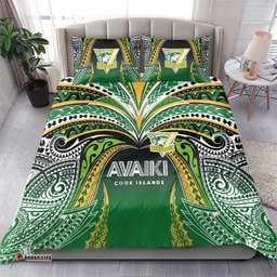 Cook Islands Rugby League Bedding Set Avaiki Tatau Tribal Motifs Black Color LT03