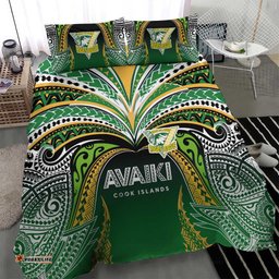Cook Islands Rugby League Bedding Set Avaiki Tatau Tribal Motifs Black Color LT03